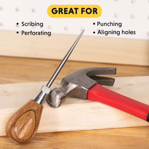 General Tools Scratch Awl Tool with Hardwood Handle - Scribe, Layout Work, & Piercing Wood - Alloy Steel Blade...