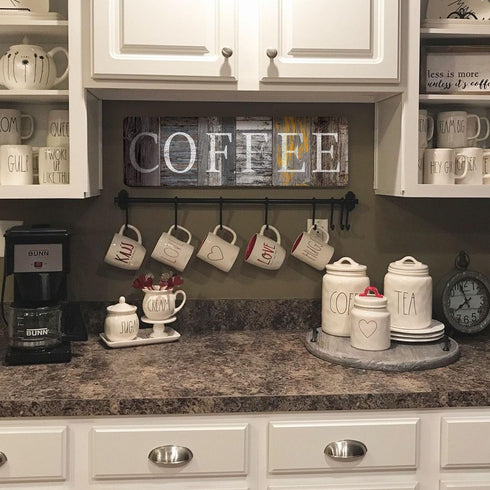 Rustic Farmhouse Kitchen Decor Sign Printed Wall Hanging Coffee Bar Plaque by 16x5 inches...