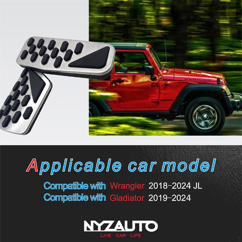 Non-Slip Foot Pedal Pads Compatible with Wrangler JL 2018-up/Gladiator 2019-up,at No Drilling Aluminum Brake and Accelerator Pedal Covers...