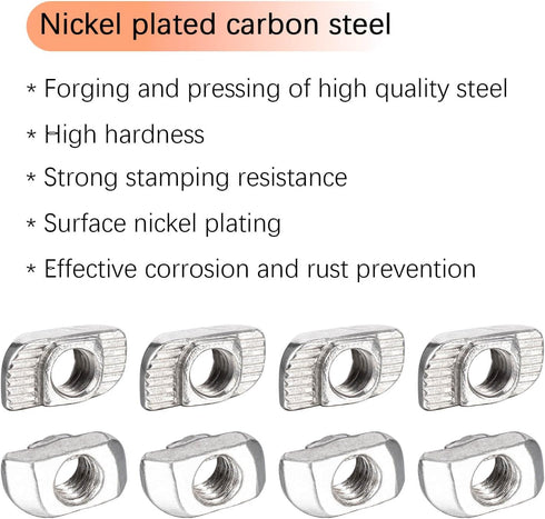 100 PCS M5 T-Nuts, T Slot Nut, T Slot-Nut for 2020 Aluminum Extrusion Profile, 2040 Series, T Track, 3D Printers Accessories...