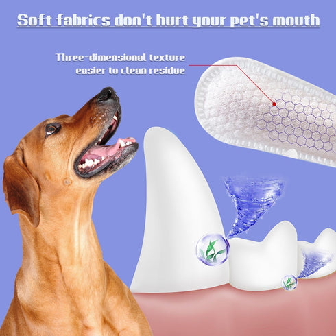 55 Counts PET Teeth Cleaning Wipes for Dogs & Cats,Dog Dental Wipes for Reducing Plaque & Tartar, Gentle Dental and Gum Care Finger Pet Wipes (55P...