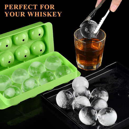 Round Ice Cube Mold,8 PCS x 1.8 inch Whiskey Ice Cubes,Circle Ice Cube Tray with Lid,Large Ice Ball Maker Mold Sphere Ice Cube,Large Ice Cube Mold...
