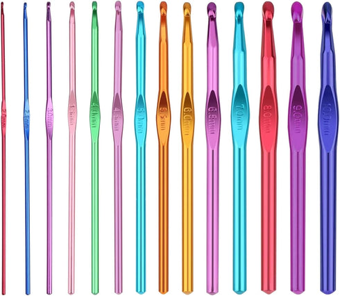 HEYLEAYAR 14PCS Aluminum Crochet Hooks Set,Crochet Handles Engraved Number Size 2MM-10MM,Crochet Needles for Knitting Craft Yarn Contribute to Beg...