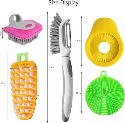 Openfly Flexible Vegetable Brush Fruit and Vegetable Brushes, Vegetable/Fruit Peeler with Brush Bendable Fruit Brush Scrubber for Food Veggies Car...