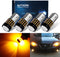 4pcs 900 Lumens Super Bright 9-30V 1157 2057 2357 7528 BAY15D LED Bulbs 3014 54-EX Chipsets with Projector for Turn Signal Lights, Amber Yellow...