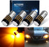 4pcs 900 Lumens Super Bright 9-30V 1157 2057 2357 7528 BAY15D LED Bulbs 3014 54-EX Chipsets with Projector for Turn Signal Lights, Amber Yellow...