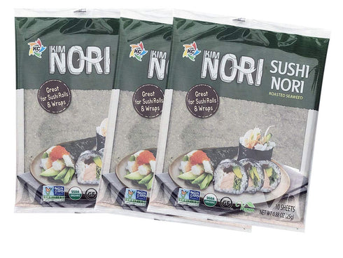 KIMNORI Sushi Nori Seaweed Sheets – 30 Full Size USDA Organic Yaki Roasted Rolls Wraps Snack 100% Natural Laver Gluten Free No MSG Non GMO Vegan K...