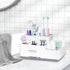 Toothbrush Holder with Anti-Slip, Bathroom Organizer Countertop Detachable for Easy Cleaning, Multifunctional Storage, Bathroom Caddy for Toothpas...