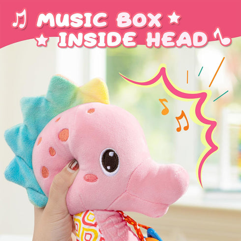 Baby Toys 0 to 12 Months, Musical Stuffed Animal Activity Soft Toys with Multi-Sensory Crinkle, Rattle and Textures,Infant Tummy Time Toys for New...