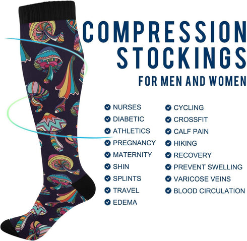 Green Grapes Compression Socks for Women and Men Circulation Long Socks for Athletic Running 1...