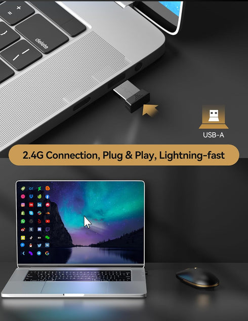 TECKNET Computer Mouse, Silent Mouse Wireless, 2.4Ghz USB-A Wireless Mouse, 4800 DPI Ambidextrous Quiet Click Mouse for Travel, Slim Portable Wire...