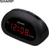 Sharp Small, Space-Saving Digital Alarm Clock – Compact Bedside Clock with Large Red LED Display, Easy Top Button Controls, Snooze, and Battery Ba...