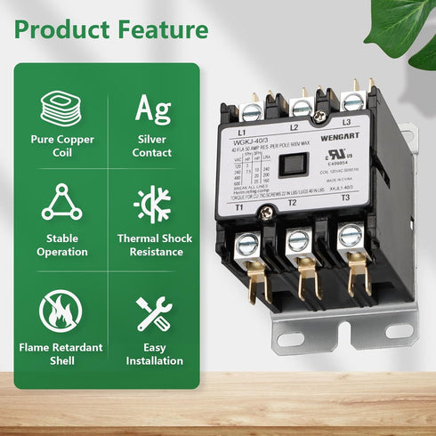 HVAC Contactor,120VAC Control compressor and Fan Motor,Safe and Reliable,Efficient and Energy-saving,Long Service Life (3Pole_40Amp)...