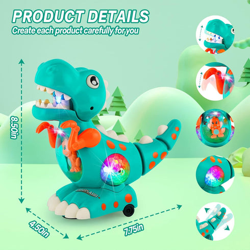 Baby Toys for Newborn, Dinosaur Tummy Time Toys, Light Up Musical Crawling Infant Toy for 0-6 6-12 Months, Children's Day Birthday Shower Gifts fo...
