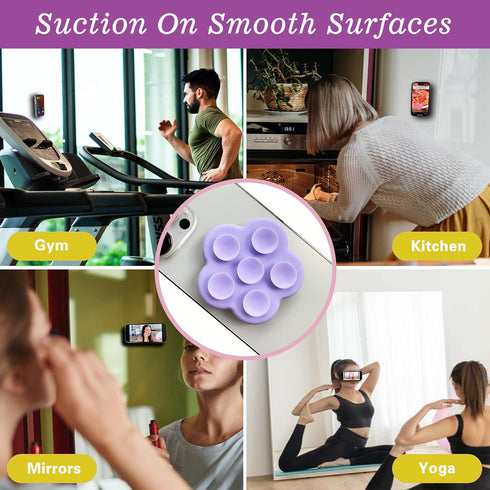 Suction Phone Case Mount, Silicone Suction Cup Collapsible Phone Grip Holder Stand, Hands-Free Cell Phone Accessory Holder for Selfies and Videos ...
