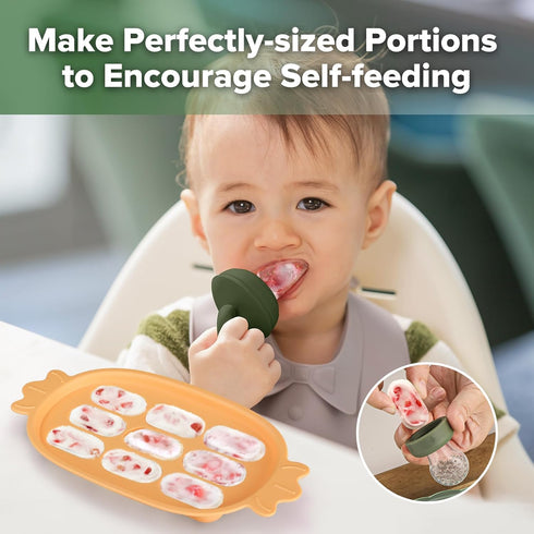 Haakaa Baby Popsicle Mold - Baby Food Maker & Breastmilk Teething Freezer Tray - BPA Free Silicone-Orange...