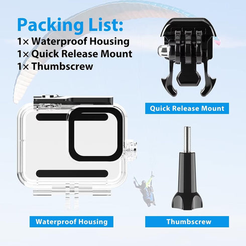 HONGDAK 60M/196FT Waterproof Housing Case for GoPro Hero 8 Black, Protective Underwater Dive Housing Case Shell with Bracket Accessories for Go Pr...