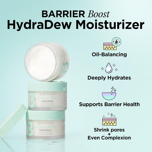 ZitSticka NEW HydraDew Gel Moisturizer for Face- 1.9 Fl Oz Hydrating Formula for Acne Prone, Dry, Oily & Sensitive Skin - Made w/Niacinamide, Hyal...