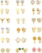 18 Pairs Gold/Silver Clip on Earrings for Women Teens Hypoallergenic Non Pierced Earrings Cute Clip on Earrings Set Faux Pearl Heart Flower Love K...