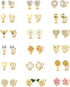 18 Pairs Gold/Silver Clip on Earrings for Women Teens Hypoallergenic Non Pierced Earrings Cute Clip on Earrings Set Faux Pearl Heart Flower Love K...