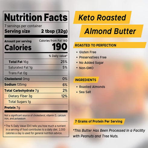 Laurel's Butter - Keto Roasted Smooth Almond Butter - Healthy Nut Butter Snack, Low Carb, No Sugar, NON GMO, Gluten Free, Lightly Salted- 8 oz jar...