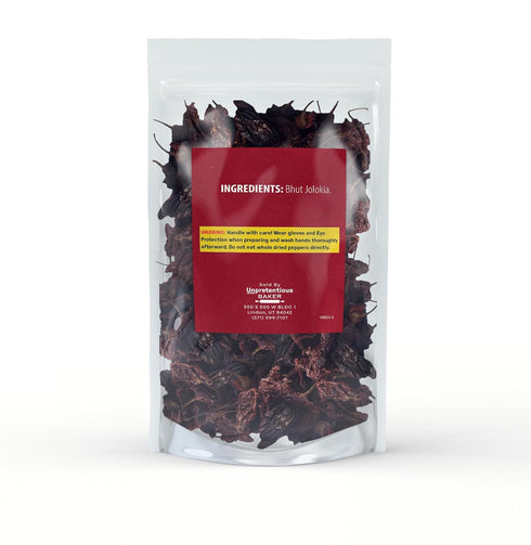 Unpretentious Dried Ghost Peppers, 25 count, Extremely Hot Bhut Jolokia Chile Peppers...