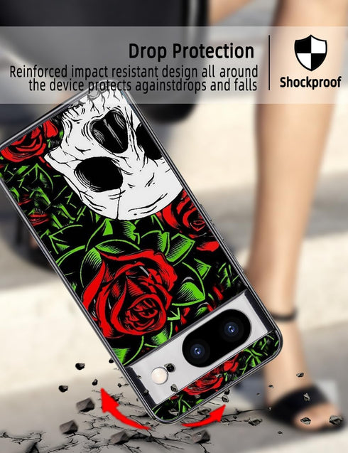 Google Pixel 8 Case, Slim Fit Glow in The Dark Luminous Hybrid Hard PC Soft TPU Bumper Shockproof Drop Protective Phone Cover for Men Women Boys,R...