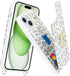 for iPhone 15 Case with Card Holder and Strap for Women,Crossbody Lanyard,Ring Stand,Snap Clasp,Cute Phone Wallet Cases 6.1 inch(White Leopard)......