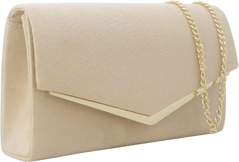 Faux Suede Women's Evening Clutch Bags for Formal Cocktail Prom Wedding Party Velvet Foldover Purse...