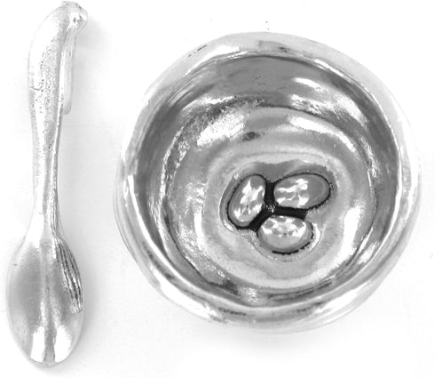 Basic Spirit Bird Nest Salt Cellar w/Spoon Handcrafted Pewter Home Lead-Free SD-6...