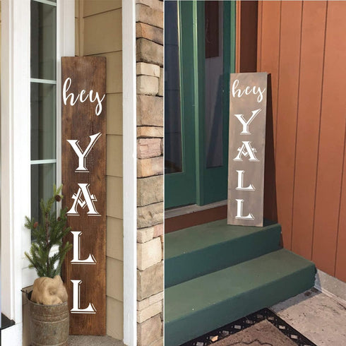 Large Hey Yall Stencil Vertical - 5 Pack Hey Yall Sign Stencils Templates for Painting on Wood, Reusable Letter Stencils for Front Door Porch Wood...
