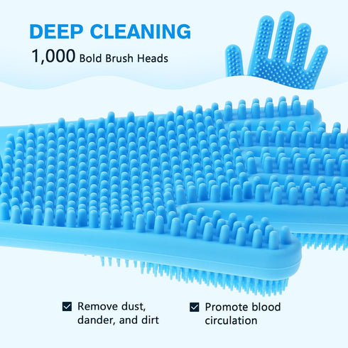 Pecute Double-Sided Dog Bathing Brush, Silicone Dog Washing Gloves Dog Shampoo Brush with High-Density Teeth, Heat-Resistant Cat Bathing Gloves, E...