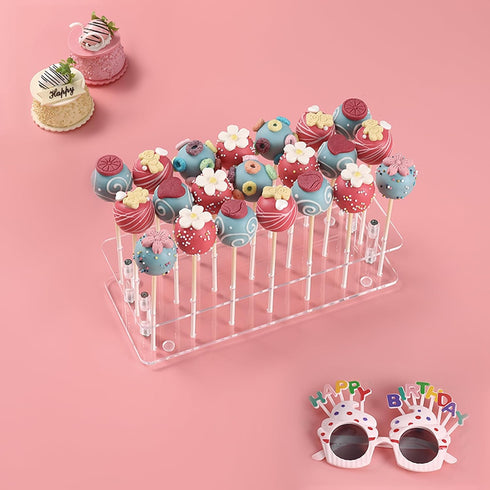 ANDGOO 2-Pack Cake Pop Stand, 21 Holes Lollipop Holder Clear Acrylic Cake Pop Display Stand for Weddings Birthday Parties Candy Decorative Graduat...