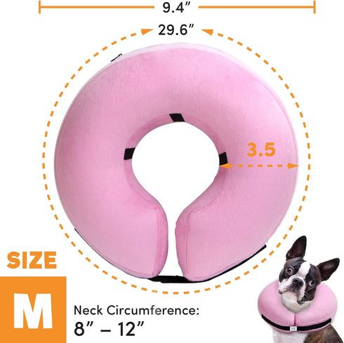 BENCMATE Protective Inflatable Collar for Dogs and Cats - Soft Pet Recovery Collar Does Not Block Vision E-Collar (Medium, Pink)...