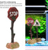 HEEPDD Aquarium Stop Warning Sign, Fish Warning Sign Resin Landscape Decoration for Small Medium Betta Fish 6.1x2.3x1.6in...