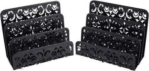 EasyPAG Desk Mail Organizer 2 Pack Office Small Letter Sorter Desktop File Organizer with 3 Vertical Upright Compartments, Black...
