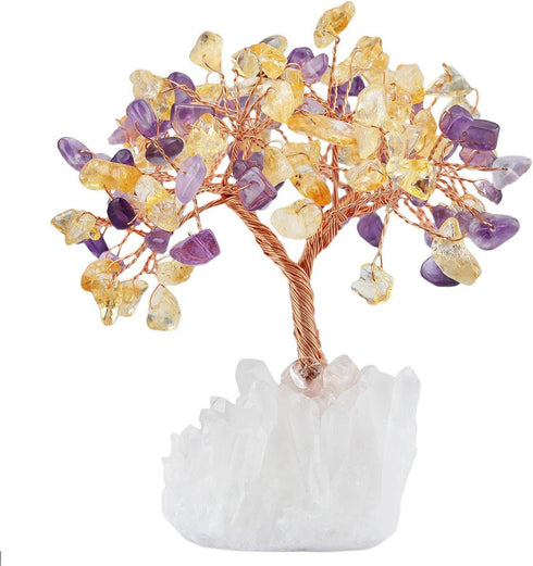 mookaitedecor Amethyst & Citrine Crystal Tree, Quartz Cluster Rock Crystal Base Bonsai Money Tree for Wealth and Luck...