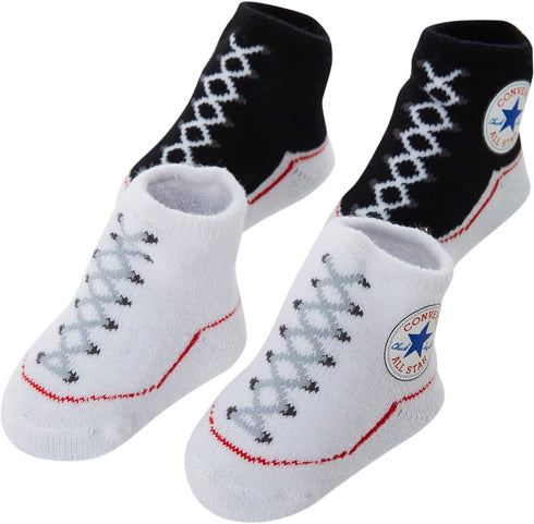 Converse Infant Baby Booties 2 Pack (Black(LC0001-001)/White, 0-6 Months)...