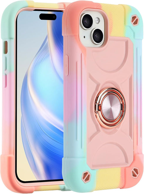 MARKILL Compatible with iPhone 15 Plus Case 6.7 Inch with Rotate Ring Stand, Military Grade Drop Protection Full Body Rugged Heavy Duty Protective...