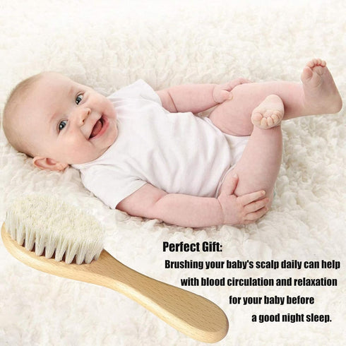 Baby Hair Brush, Wooden Goat Bristles Hair Brush for Newborns & Toddlers, Ideal for Cradle Cap, Perfect Baby Registry Gift, Hypoallergenic, 1 Coun...