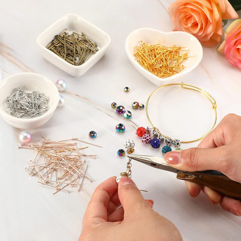Junkin 2800 Pieces Headpins for Making Jewelry Flat Head Pins Set 0.63 Inch 0.71 Inch 0.79 Inch 1.18 Inch Jewelry Making Head Pins Mix Beading Pin...