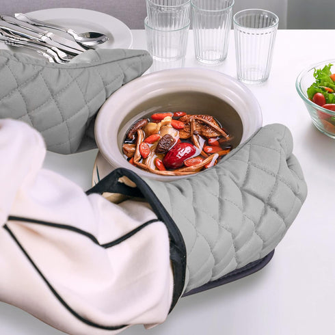 ARCLIBER Oven Mitts 1 Pair of Terry Cloth Lining - Heat Resistant Kitchen Gloves,Flame Oven Mitt Set,15 Inch...