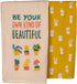 Primitives by Kathy Kitchen Dish Towel Set, Be Your Own Kind Of Beautiful, Cactus-Patterned Towels, 28" Square Dishtowels...