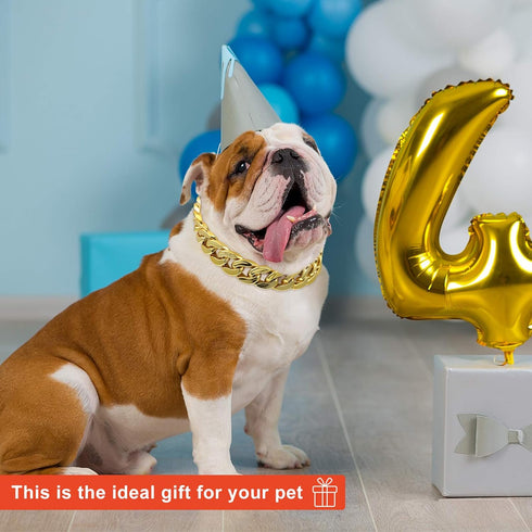 2 Pieces Dog Link Chain Gold Necklace Chain for Dogs ABS Plastic Dog Golden Collar Chain Puppy Costume for Dogs (10 Inch (25+7 cm))...