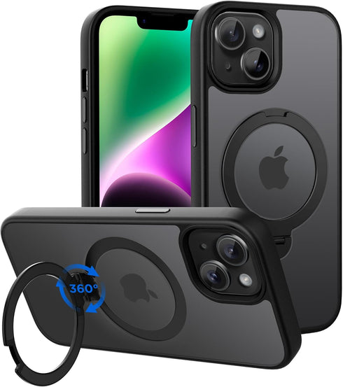 CACOE Magnetic Case for iPhone 13/14 6.1 inch with 360° Rotatable Ring Phone Stand,Compatible with MagSafe & Magnetic Car Phone Mount,iPhone 13/14...