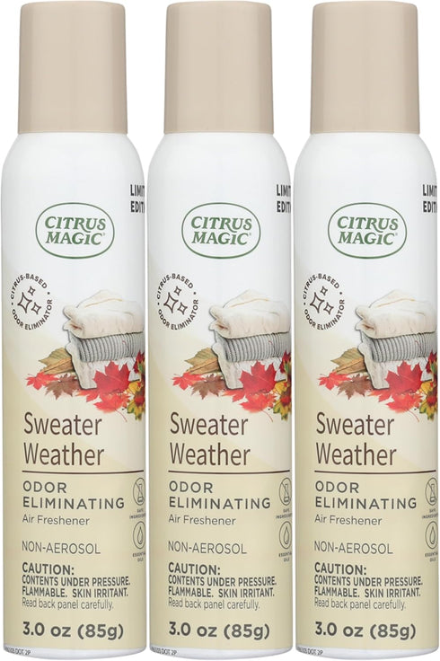 Citrus Magic Limited Edition Odor Eliminating Air Freshener Spray, Sweater Weather, 3-Ounce, Pack of 3...