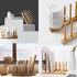 INNERNEED Bamboo Wooden Dish Rack, Vertical Plate & Lid Organizer for Kitchen Cabinet or Countertop, Drying Stand for Dishes, Cutting Boards...