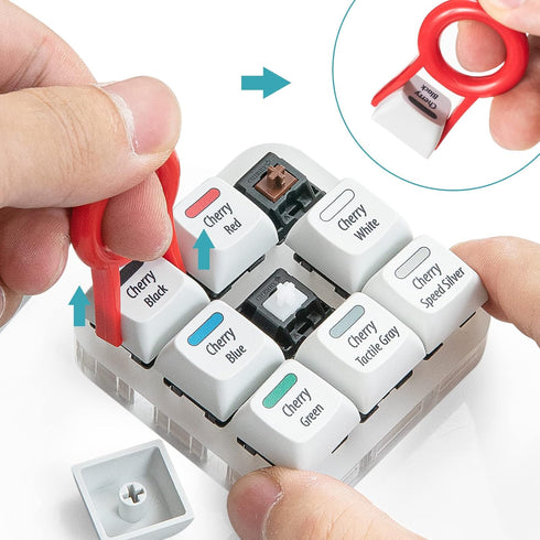 Cherry MX Key Switch Tester Mechanical Keyboard Sampler Switch Testing Tool Kit, with Puller and O Rings (9-Key Printed PBT Keycap)...