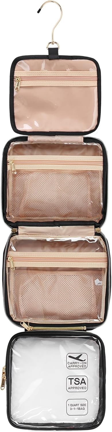 Hanging Toiletry Bag Travel Makeup Bag TSA Approved Clear Bag for Toiletries Waterproof Cosmetic Bag Toiletry Bag for Women Men Travel Toiletry Or...