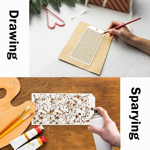 8 Pieces Stencils for Crafts, Leopard Brick Dot Layering Stencils Mixed Media Texture Stencils for Painting on Card Making Canvas DIY Crafts Furni...
